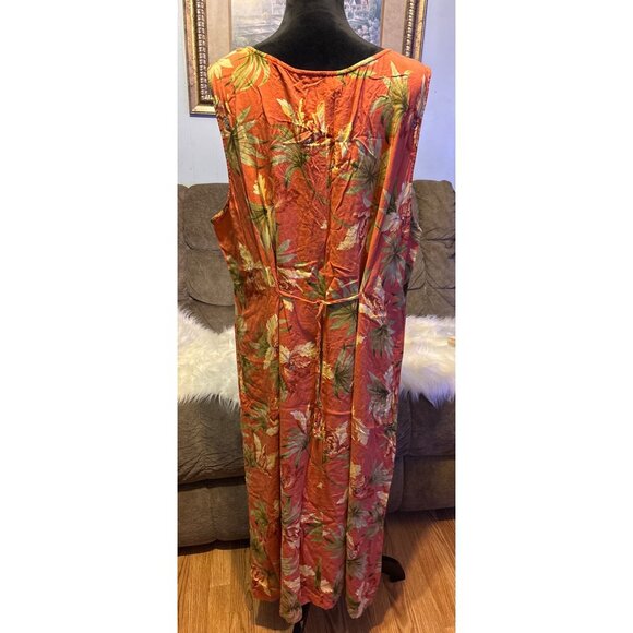 Sag Harbor Womens Tropical Floral Maxi Sleeveless Dress 3X Beach Lightweight - Picture 3 of 8